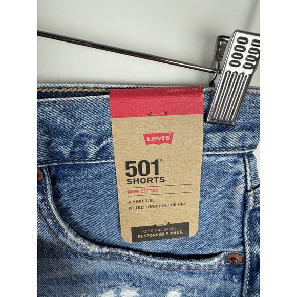 NWT Levi's 501 High Rise Cutoff Denim Shorts 28 - Picture 4 of 9